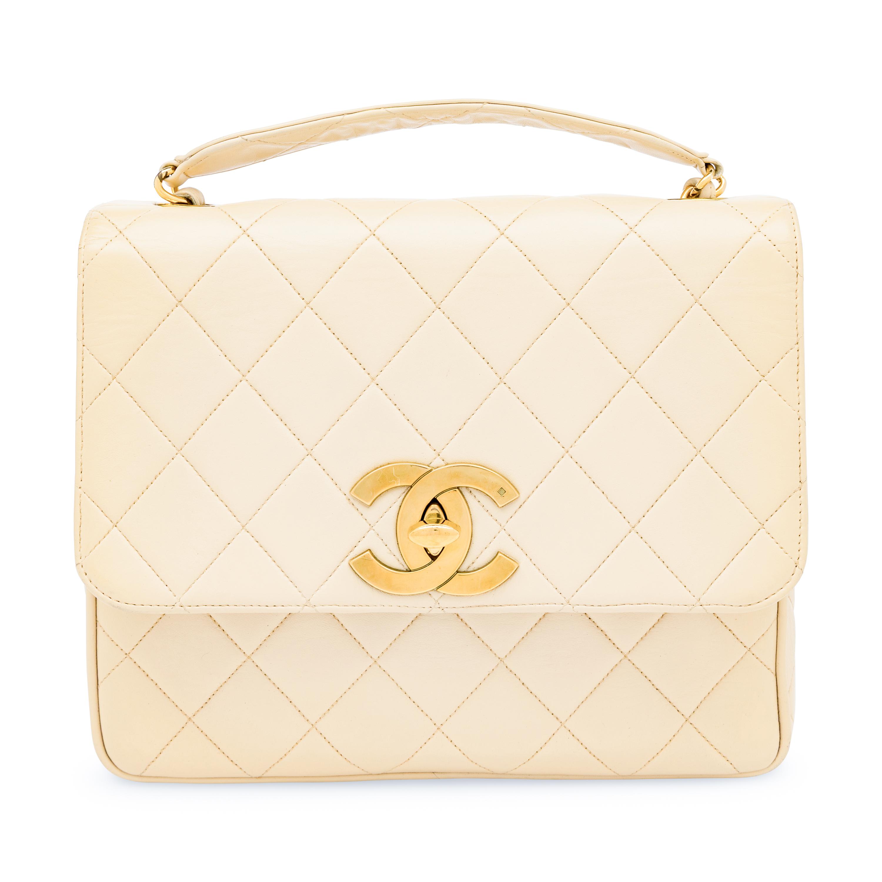 Chanel, Flap Bag in Quilted Ecru Leather