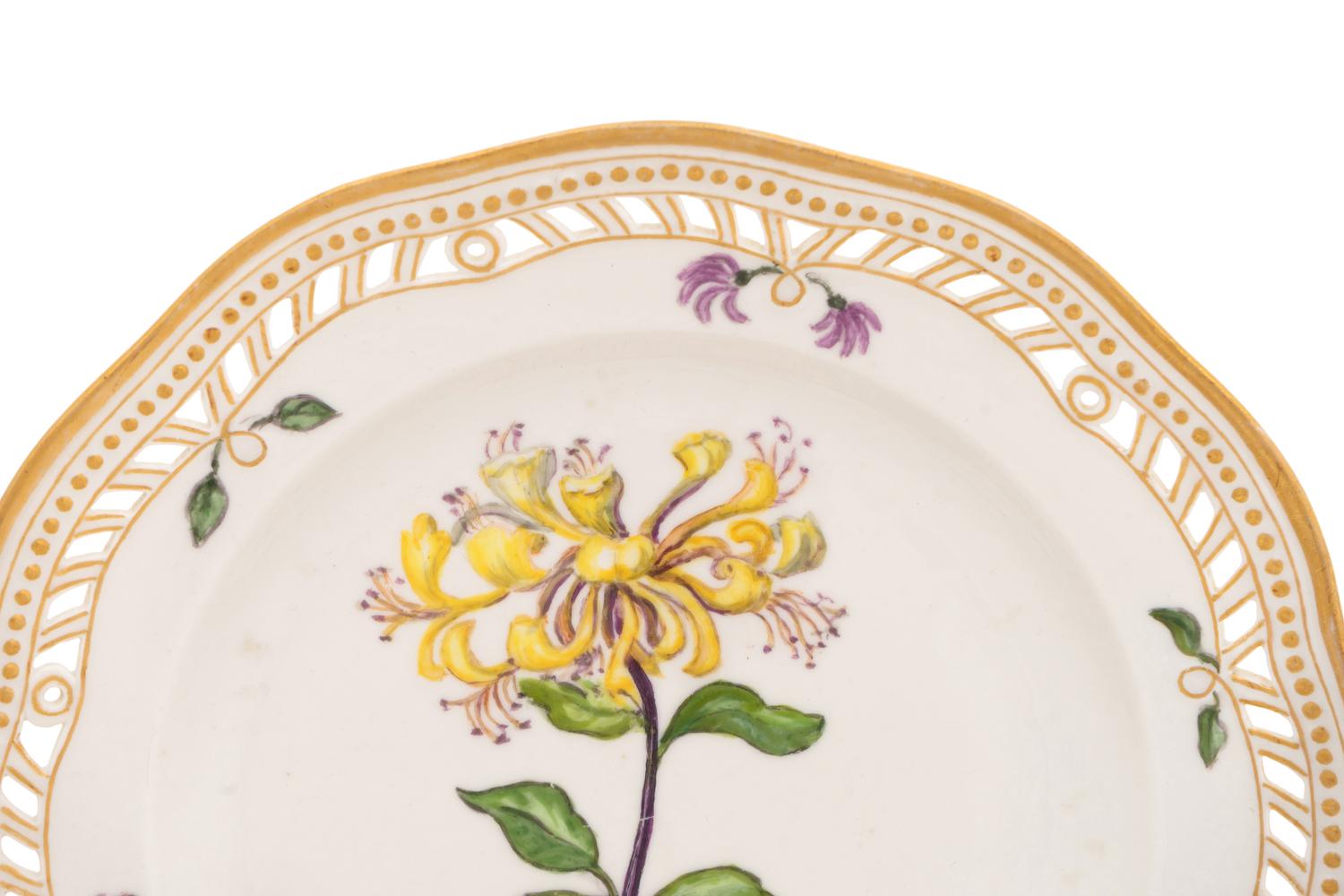 A Set of Three Royal Copenhagen Flora Danica Reticulated Luncheon Plates, 1870-1890