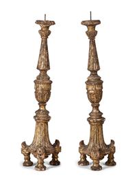 A Pair of Continental Giltwood Pricket Sticks