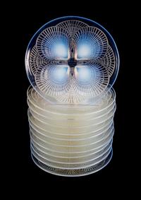 Rene Lalique, (French, 1860-1945), a set of 12 Coquilles dinner plates, no. 3011