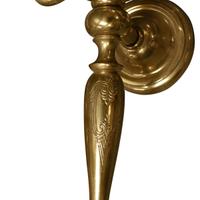 A Pair of Brass Three-Arm Sconces 9.5" W x 6" D x 24" H — United States, 20th Century
