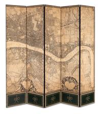 An Eight-Panel Floor Screen Depicting an Engraved Map of London