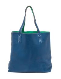 An Hermes Bleu Thalassa/Menthe 45cm Taurillon Clemence Double Sens Tote, 17.5" x 15.5" x 5".