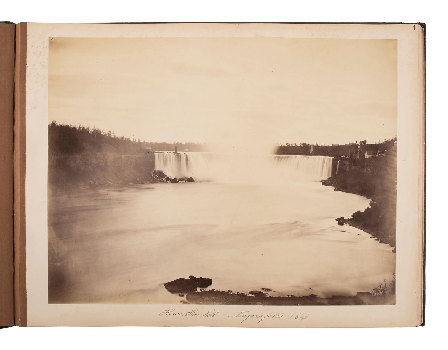 [NIAGARA FALLS, NY - EARLY PHOTOGRAPHY]. An album containing 20 views of Niagara Falls. Niagara Falls, New York, compiled in 1867.