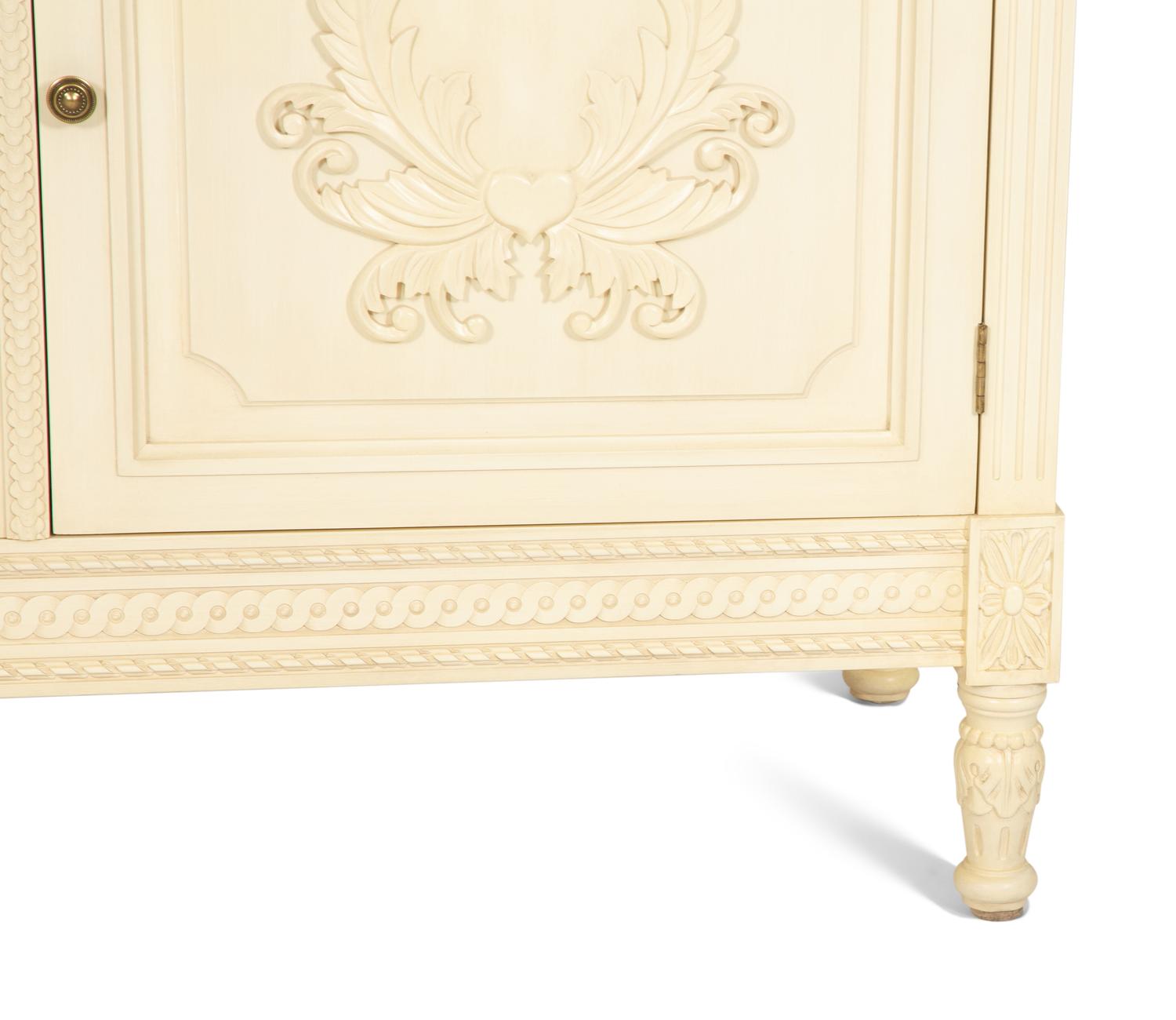A Louis XVI Style White Painted Four-Door Armoire by Julia Gray, New York