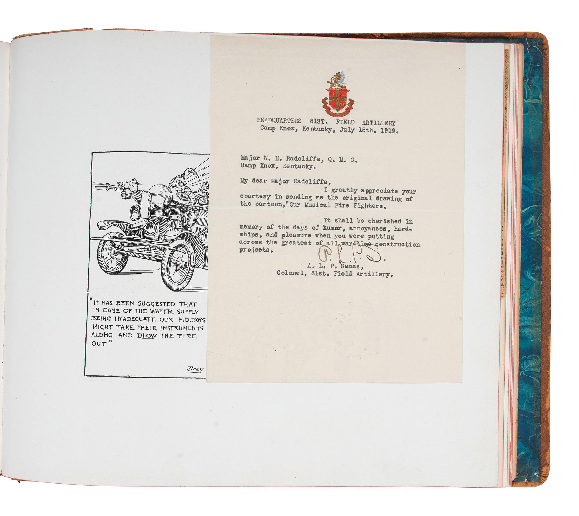 [WORLD WAR I]. Camp Knox News Souvenir Book belonging to Major William Radcliffe, Commander of the Army Quartermaster Corps at Camp Knox, KY. Ca 1919.