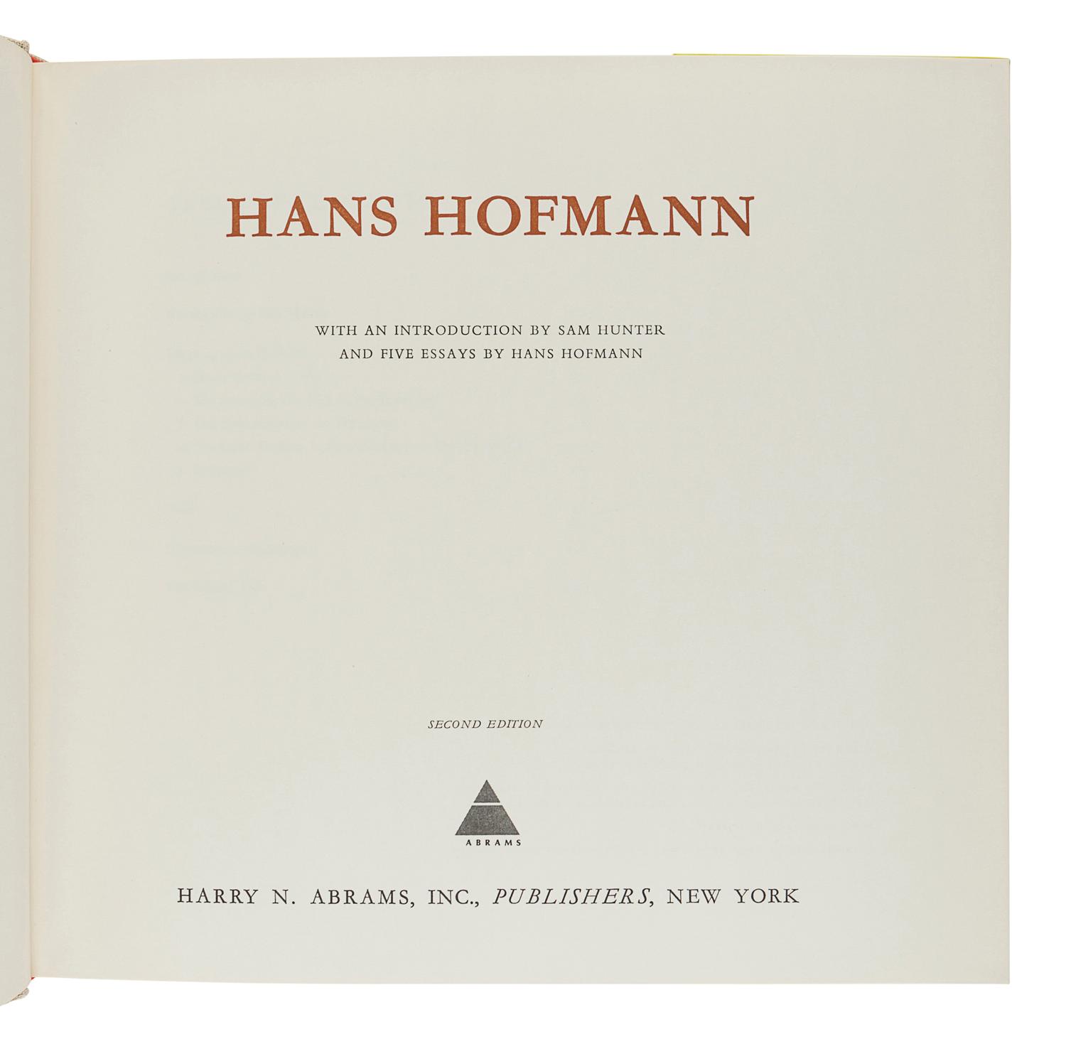 HOFMANN, Hans (1880-1966). -- HUNTER, Sam. Hans Hofmann. New York: Harry N. Abrams, Inc., [1963].