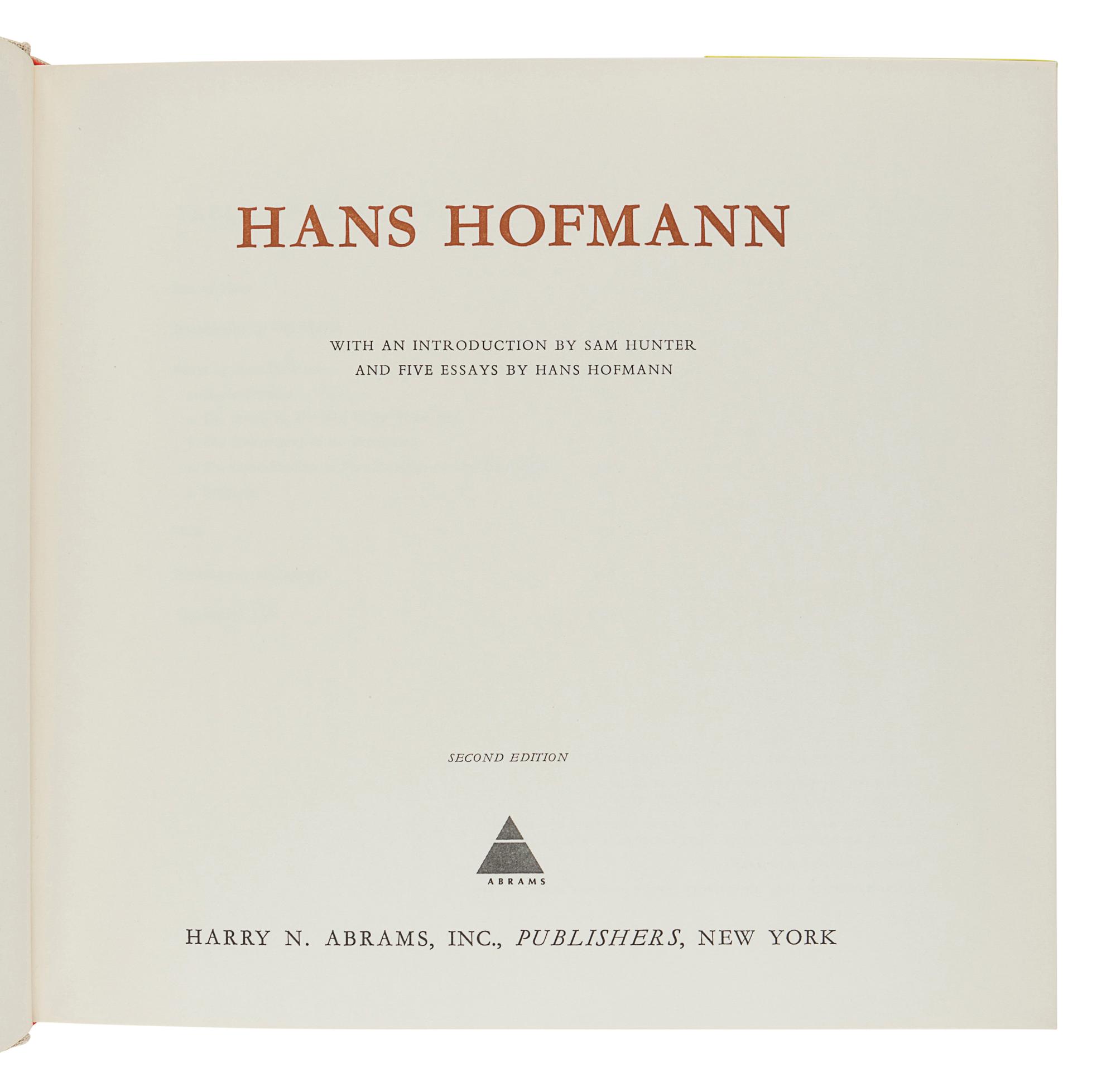 HOFMANN, Hans (1880-1966). -- HUNTER, Sam. Hans Hofmann. New York: Harry N. Abrams, Inc., [1963].