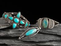 Navajo Twisted Wire and Turquoise Cuff Bracelets