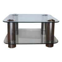 A Mid Century Modern Chrome and Glass Coffee Table 27.5" W x 27.5" D x 13.5" H — United States, Mid-20th Century