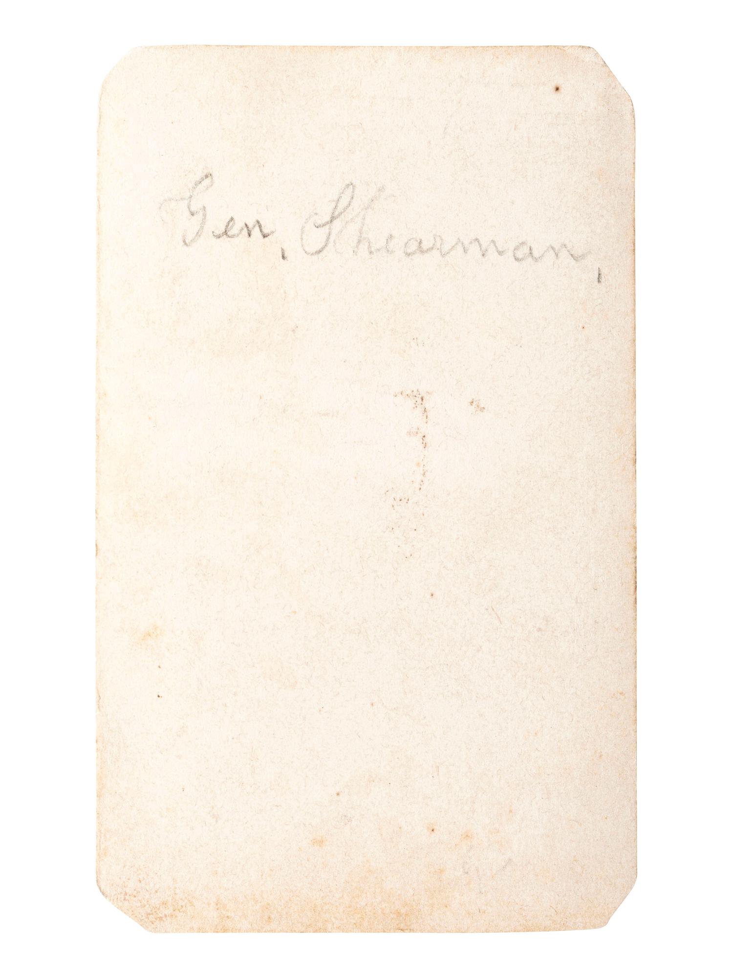 [CIVIL WAR]. CDV of General William T. Sherman on horseback at Federal Fort No. 7 before the Battle of Atlanta. Ca 1864.