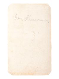 [CIVIL WAR]. CDV of General William T. Sherman on horseback at Federal Fort No. 7 before the Battle of Atlanta. Ca 1864.