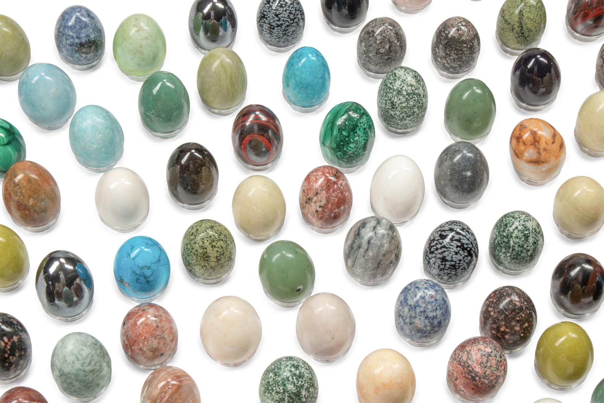 A Collection of Hardstone and Semi-Precious Stone Eggs
