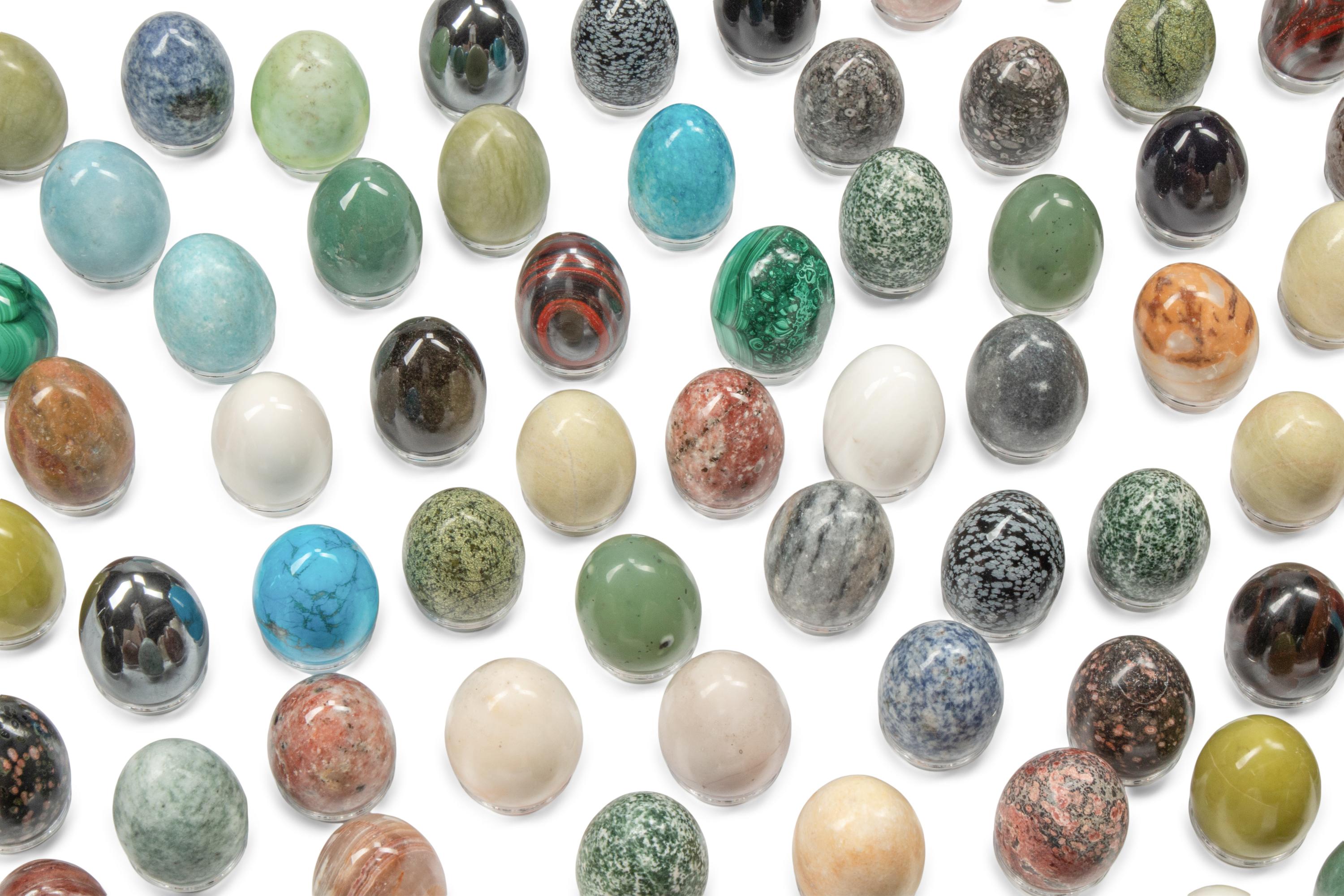 A Collection of Hardstone and Semi-Precious Stone Eggs