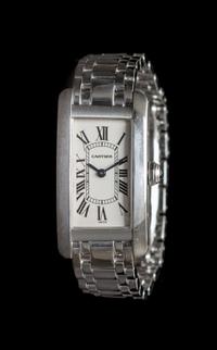 An 18 Karat White Gold Ref. 1713 "Tank Americaine" Wristwatch, Cartier,