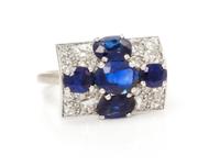 A Platinum, Diamond and Sapphire Ring, Monture Cartier, 4.50 dwts.