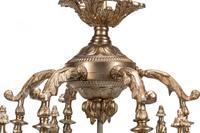 A Large Neoclassical Style Silvered Bronze and Etched Glass Hall Lantern