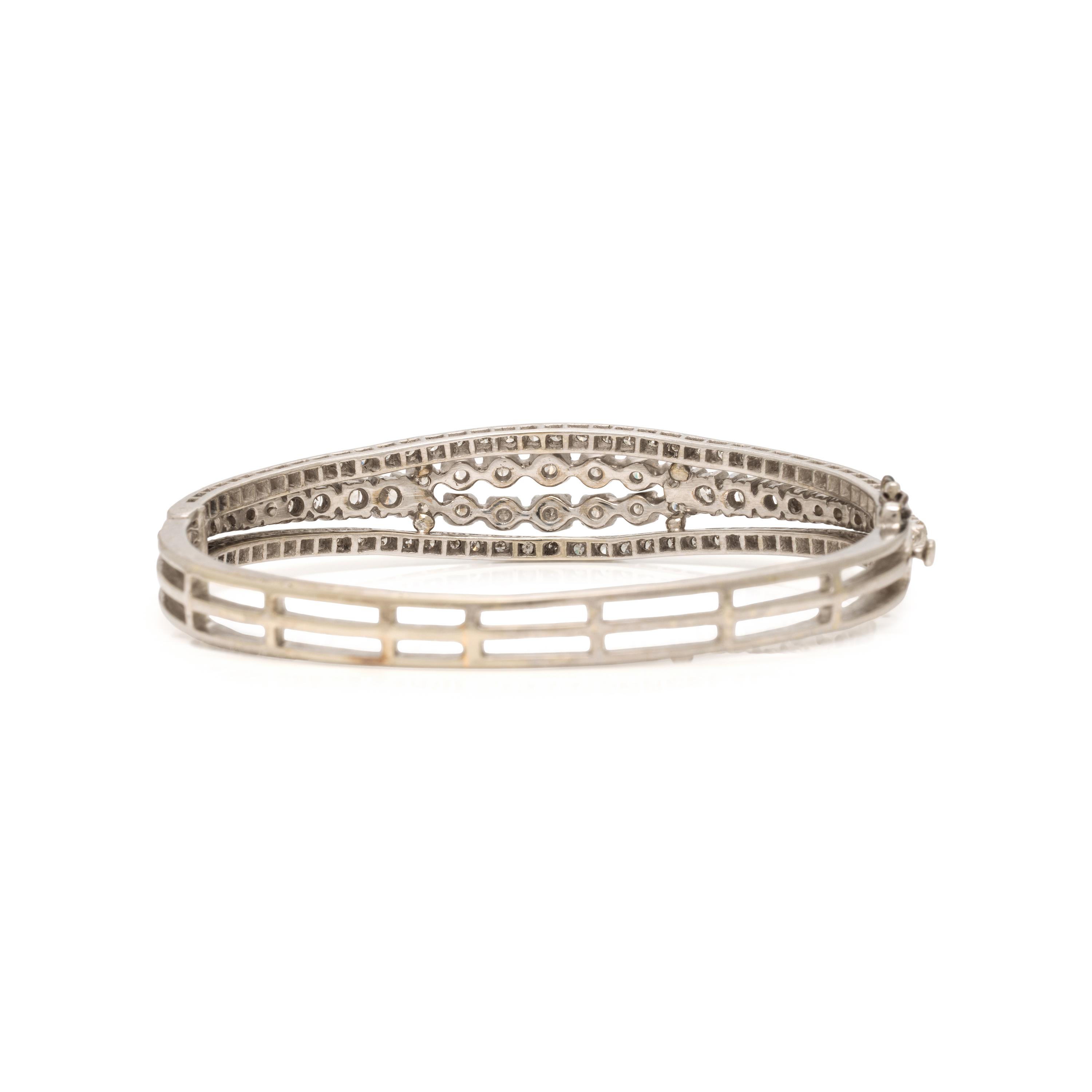 Diamond and White Gold Bangle Bracelet