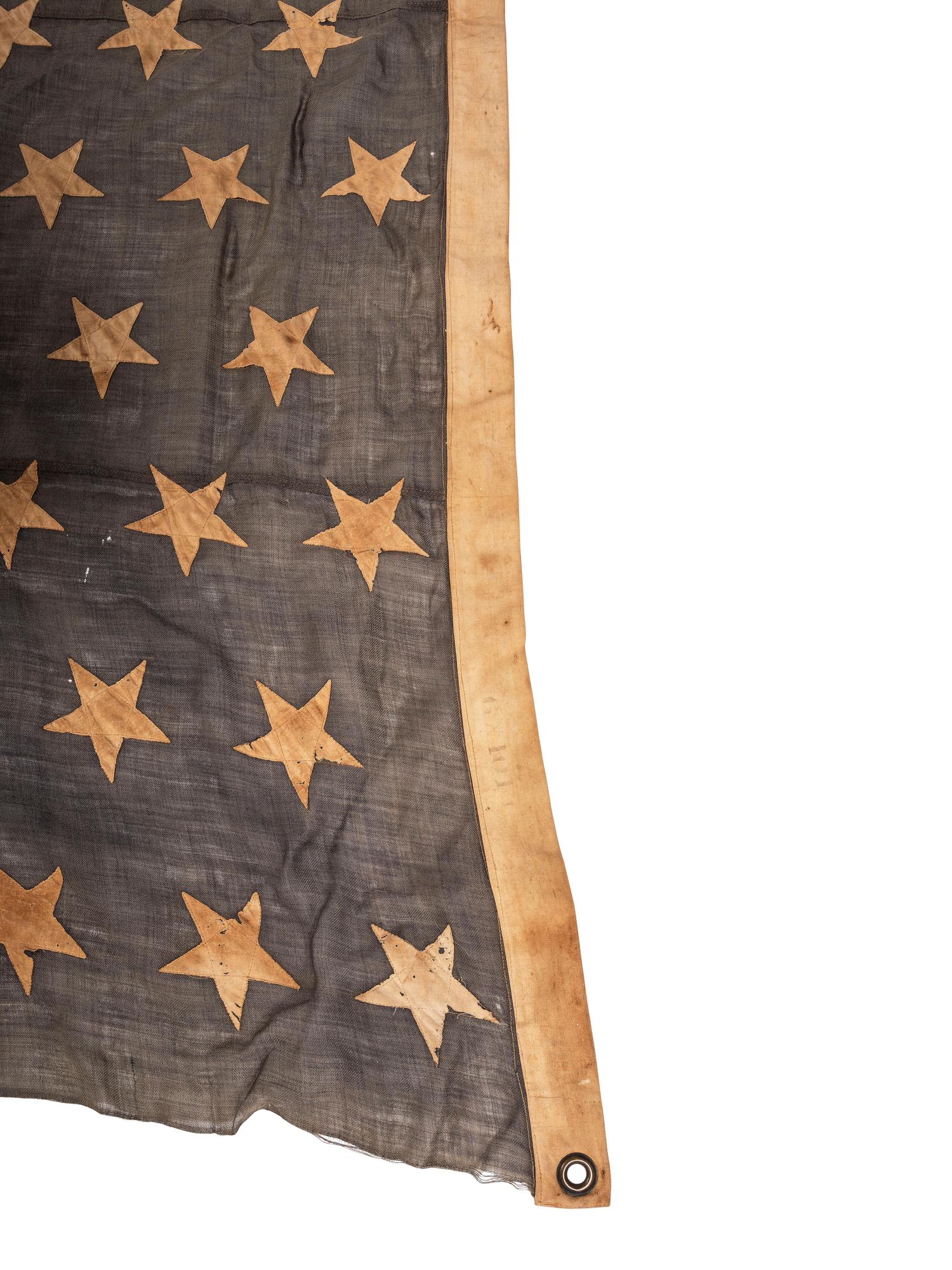 [SPANISH AMERICAN WAR]. 45-star Spanish American War-era flag identified to George W. Potter, Company K, 2nd Massachusetts Infantry, with related stereoviews, bookends, and other imprints.