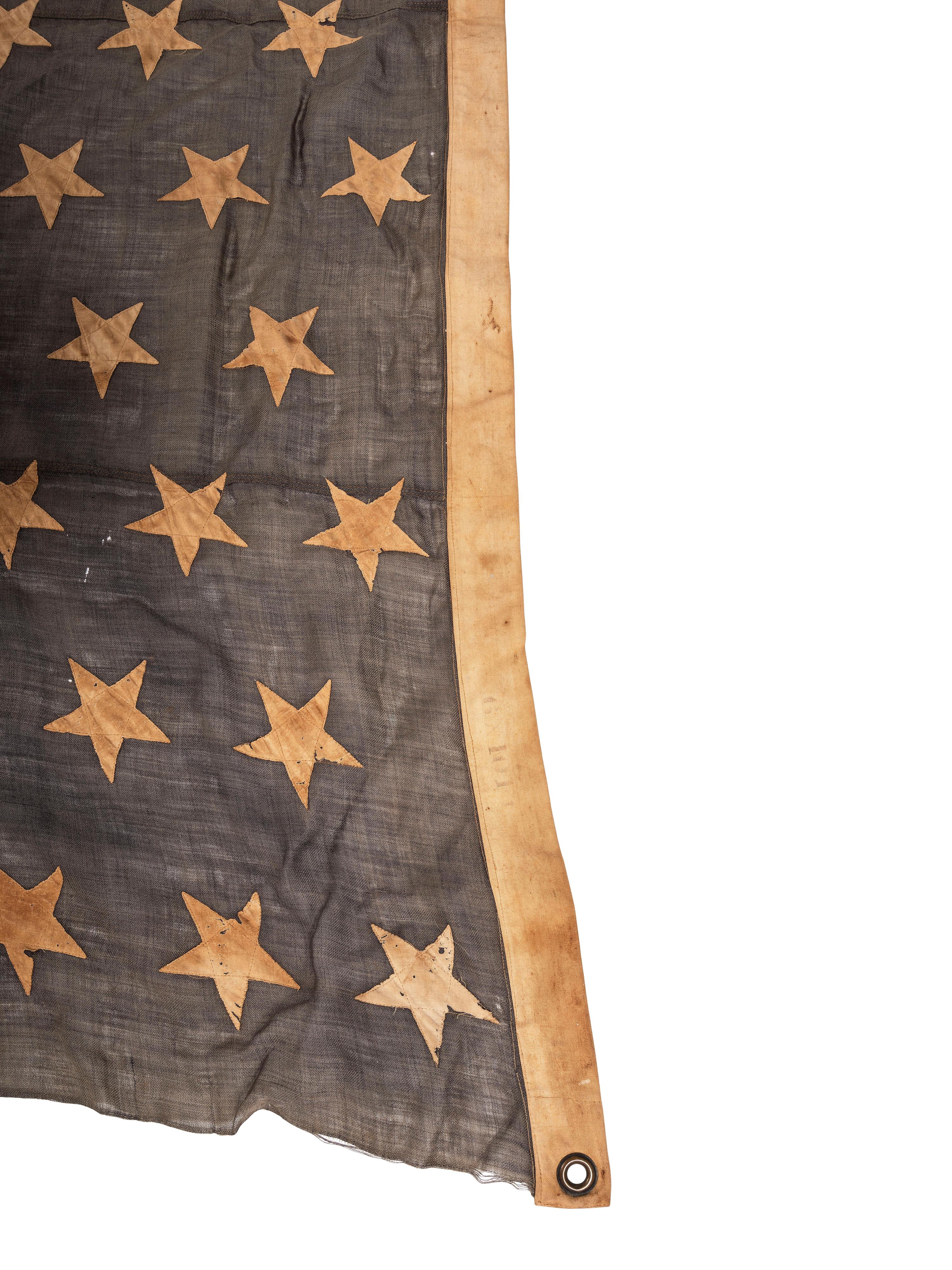 [SPANISH AMERICAN WAR]. 45-star Spanish American War-era flag identified to George W. Potter, Company K, 2nd Massachusetts Infantry, with related stereoviews, bookends, and other imprints.
