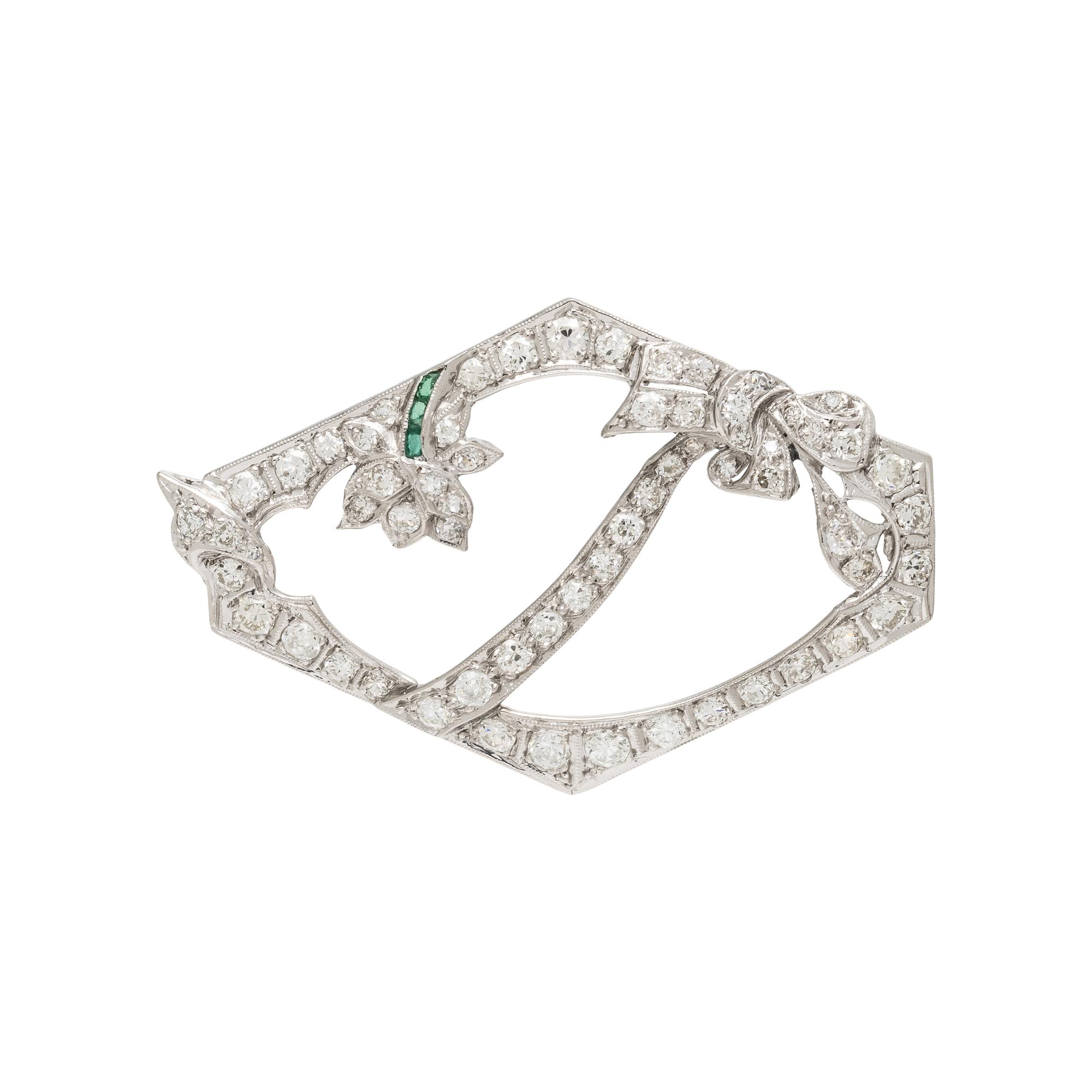 ART DECO, PLATINUM AND DIAMOND PIN
