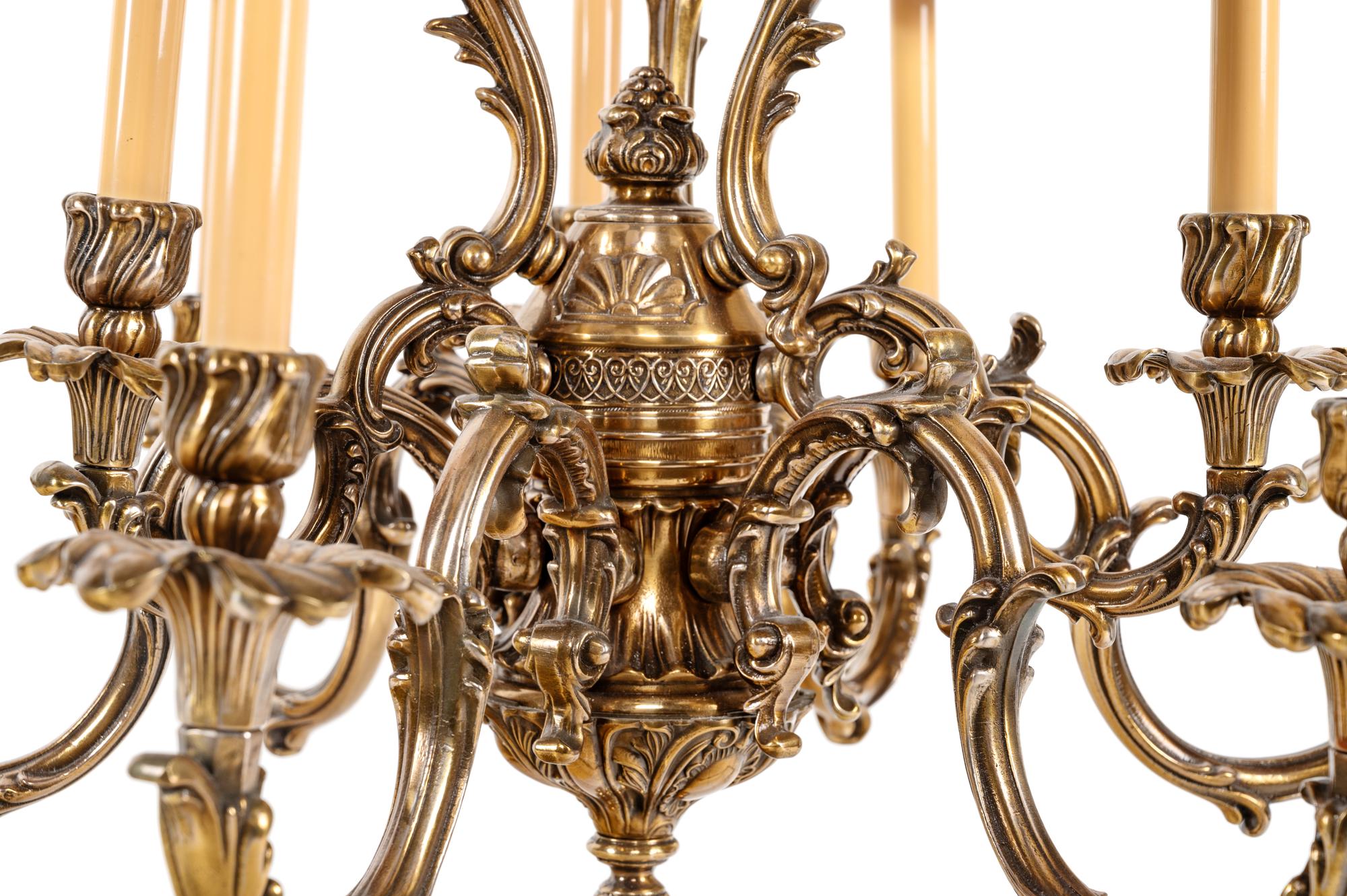 A Louis XV Style Gilt Metal Nine-Light Chandelier