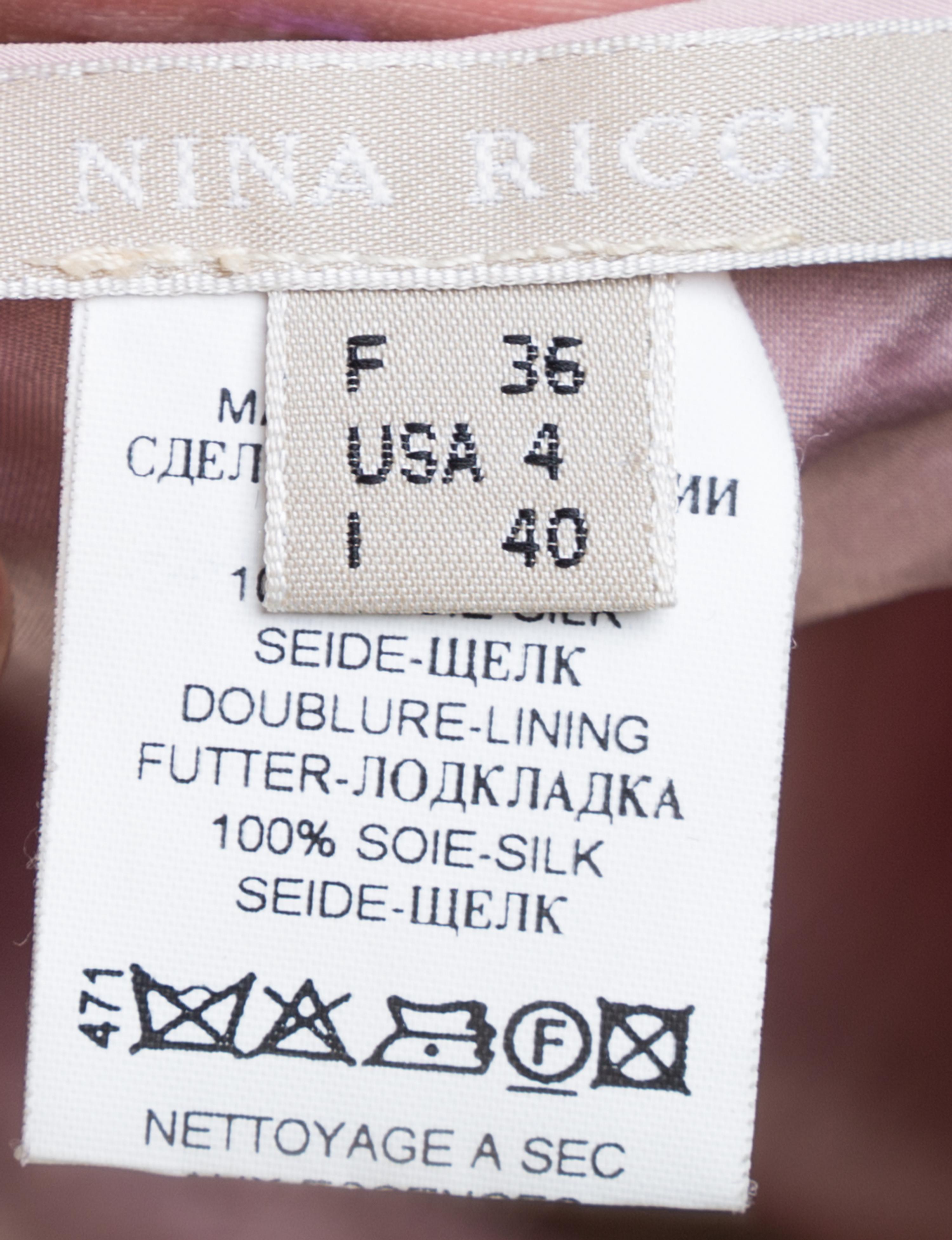 A Nina Ricci Pink Silk Floral Beaded Skirt, Size 4.