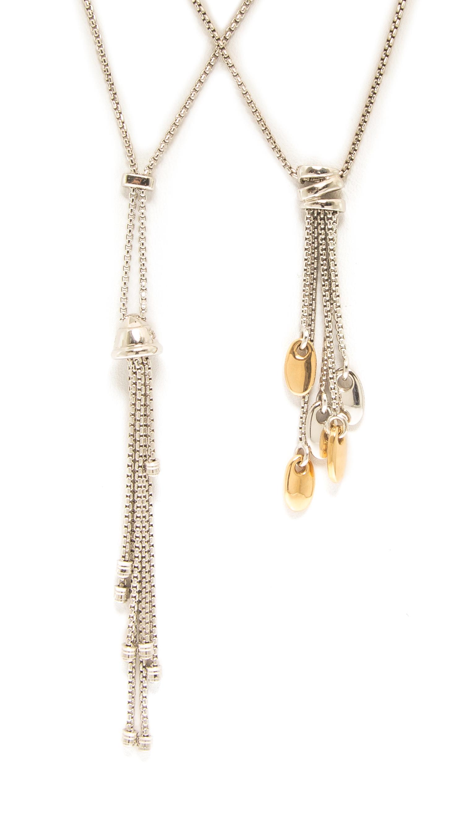 A Collection of 18 Karat White Gold and Diamond Tassel Necklaces, Fope, 19.70 dwts.