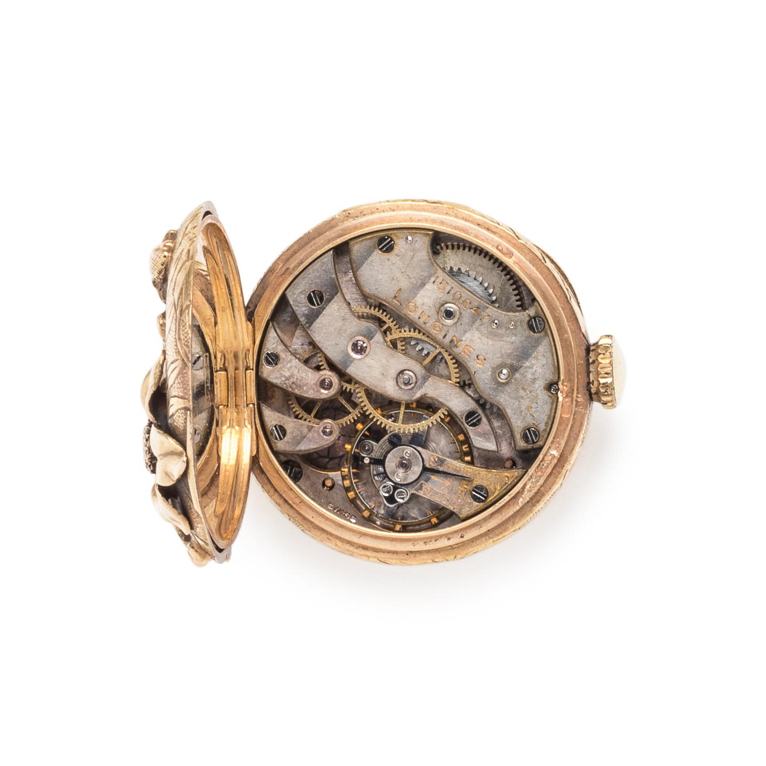 14K YELLOW GOLD HUNTER CASE POCKET WATCH AND CHAIN