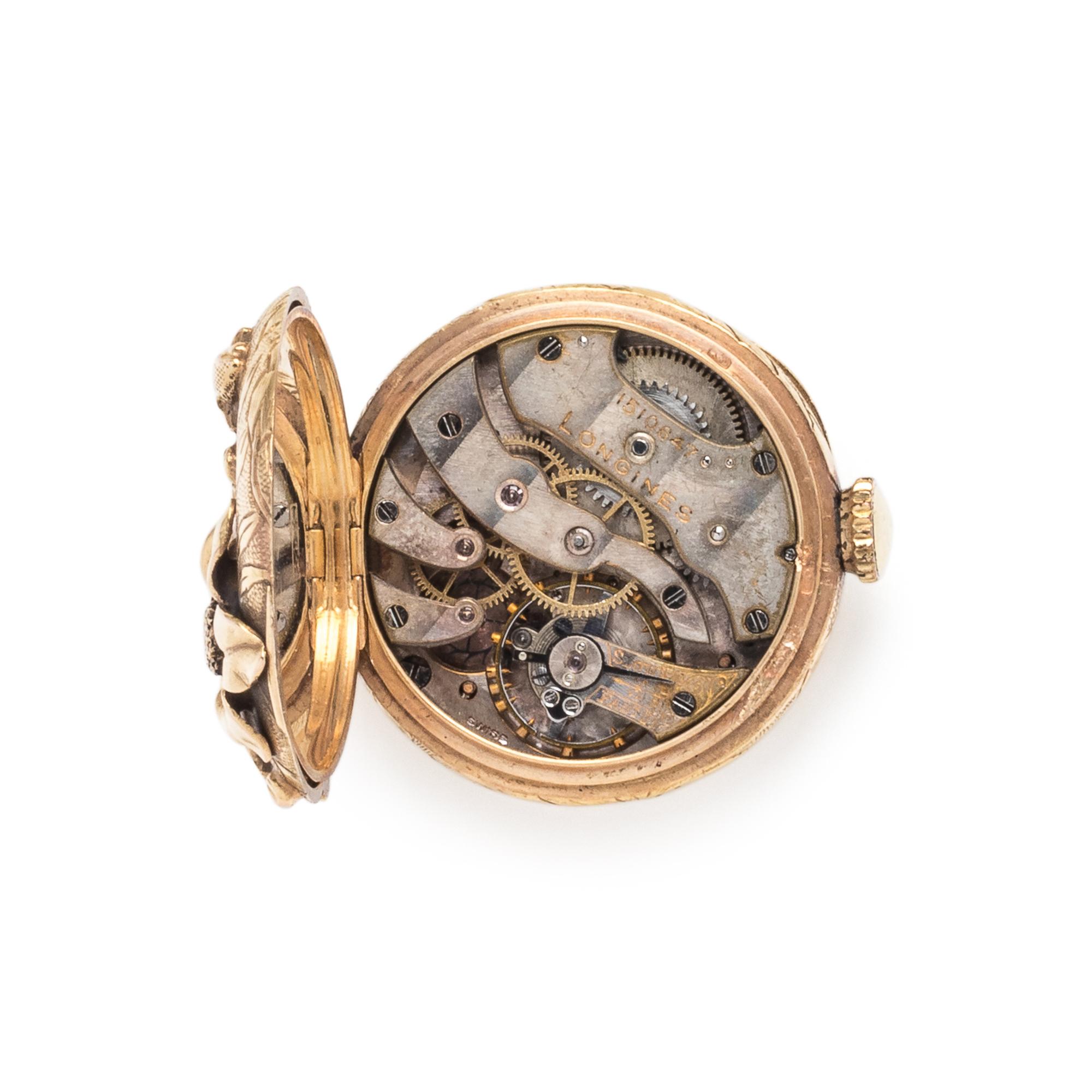 14K YELLOW GOLD HUNTER CASE POCKET WATCH AND CHAIN