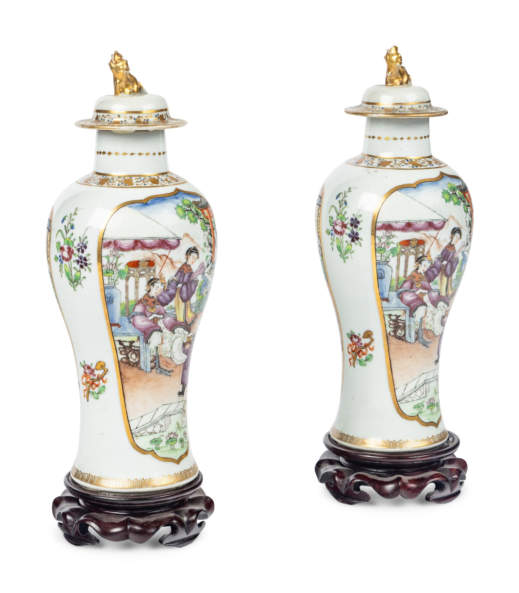 A Pair of Chinese Export Famille Rose Porcelain Vases