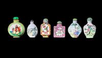 Six Chinese Famille Rose Porcelain Snuff Bottles