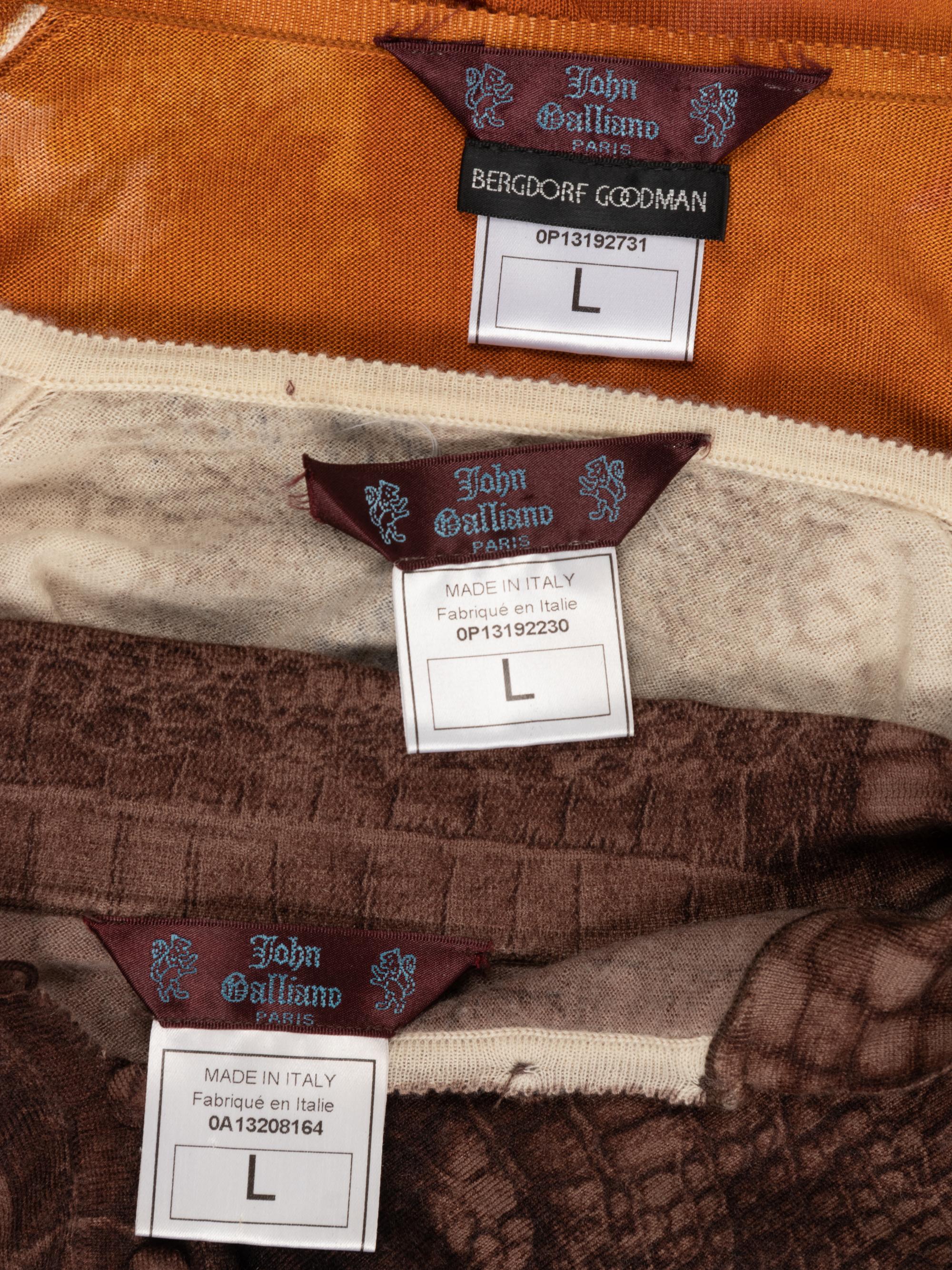 Five John Galliano Knit Pieces: Two Twin Sets and One Top, 2000s