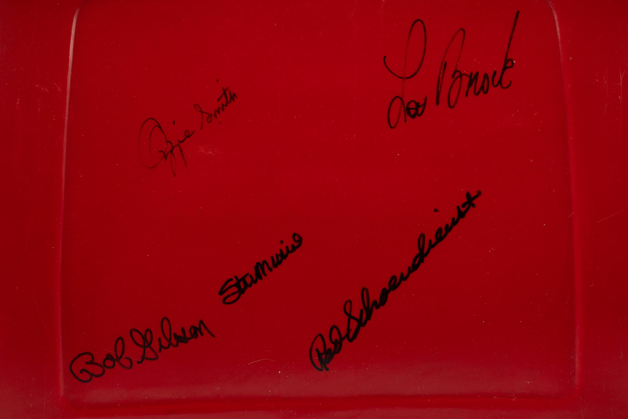 A St. Louis Cardinals Hall of Fame Multi Signed Autograph Original Busch Stadium Seat Back (St. Louis Cardinals Letter)
