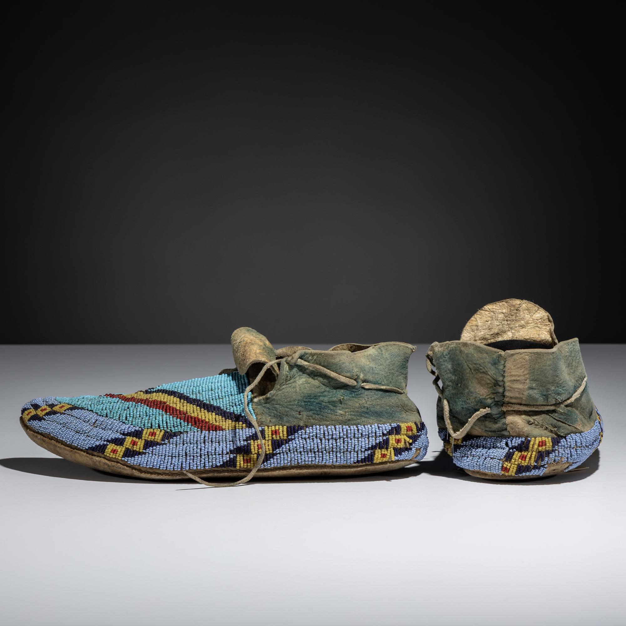 Sioux Beaded Buffalo Hide Moccasins