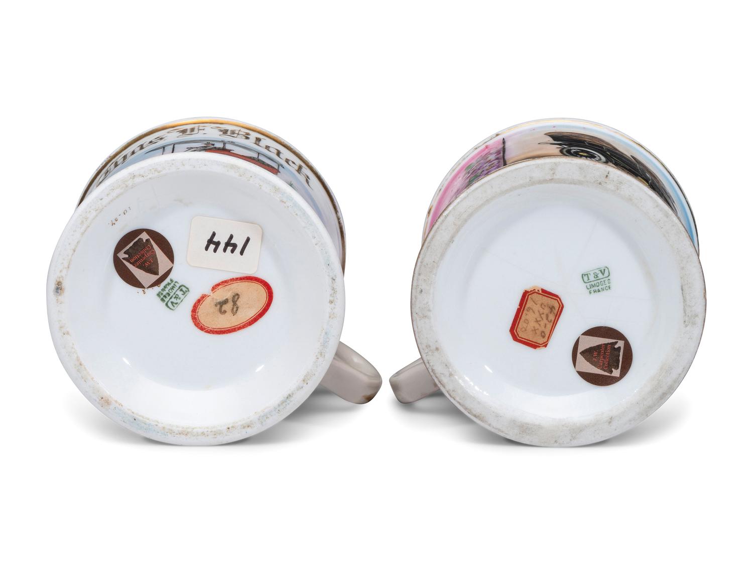 Two Open Touring Car Porcelain Occupational Shaving Mugs