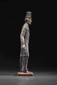 A Painted Faux Bois Cast Plaster Abraham Lincoln Statue