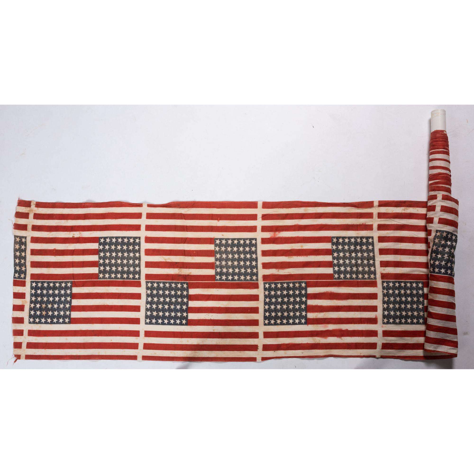 [FLAGS & PATRIOTIC TEXTILES]. Bolt of 42-star American parade flags. N.p., [ca 1889-1890].