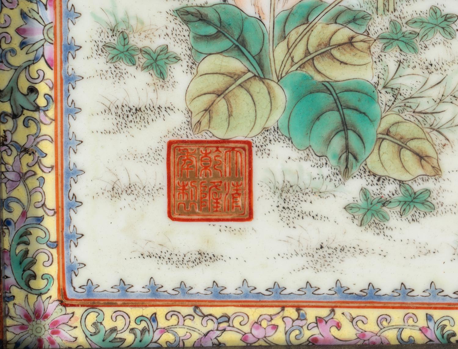 Two Chinese Famille Rose 'Flowers' Porcelain Hanging Panels