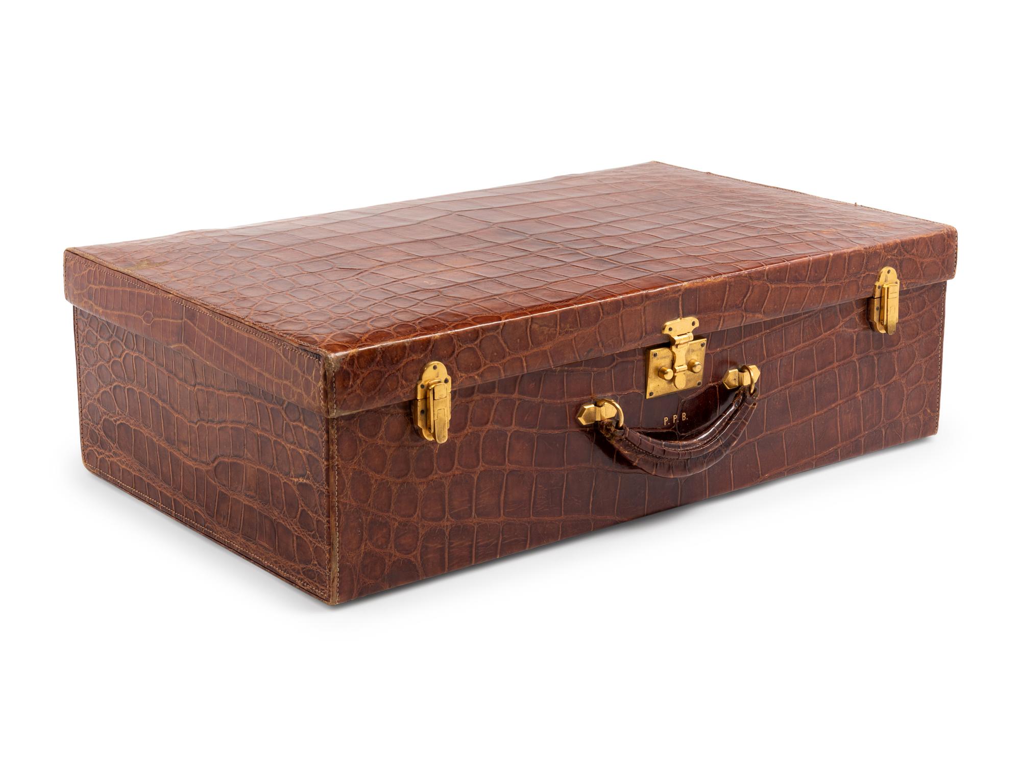 Hermès Brown Crocodile Suitcase, 1960-1980s