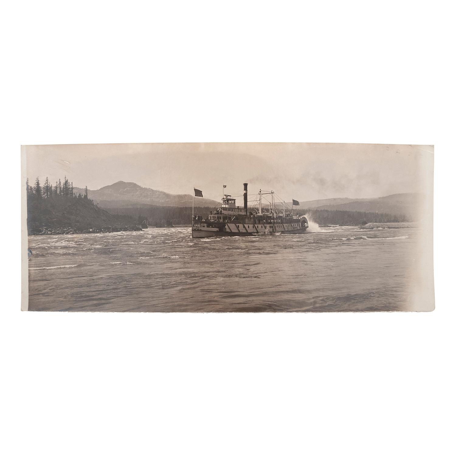 [EARLY PHOTOGRAPHY] -- [TRANSPORTATION]. A group of silver gelatin and albumen photographs of steamships, boats, and harbors, including the Bailey Gatzert on the Columbia River, comprising: