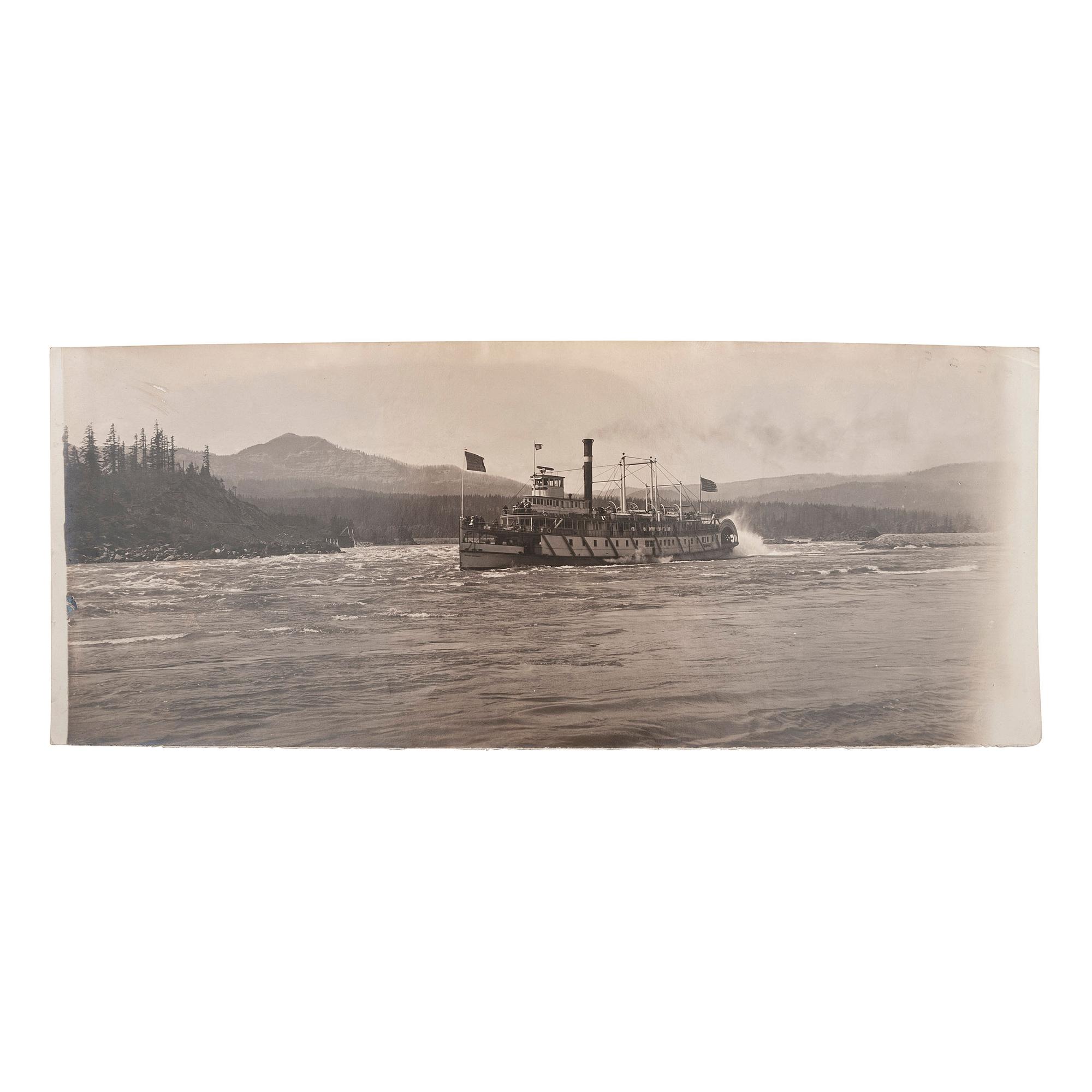 [EARLY PHOTOGRAPHY] -- [TRANSPORTATION]. A group of silver gelatin and albumen photographs of steamships, boats, and harbors, including the Bailey Gatzert on the Columbia River, comprising: