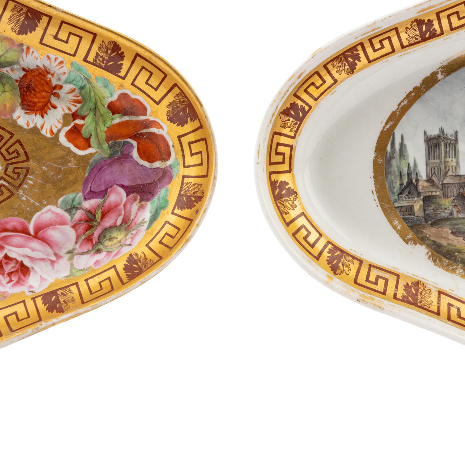 Two English Porcelain Lozenge-Shaped Dishes