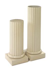A Pair of Faux Painted Wood Pedestals Height of taller 39 inches. — 20TH CENTURY