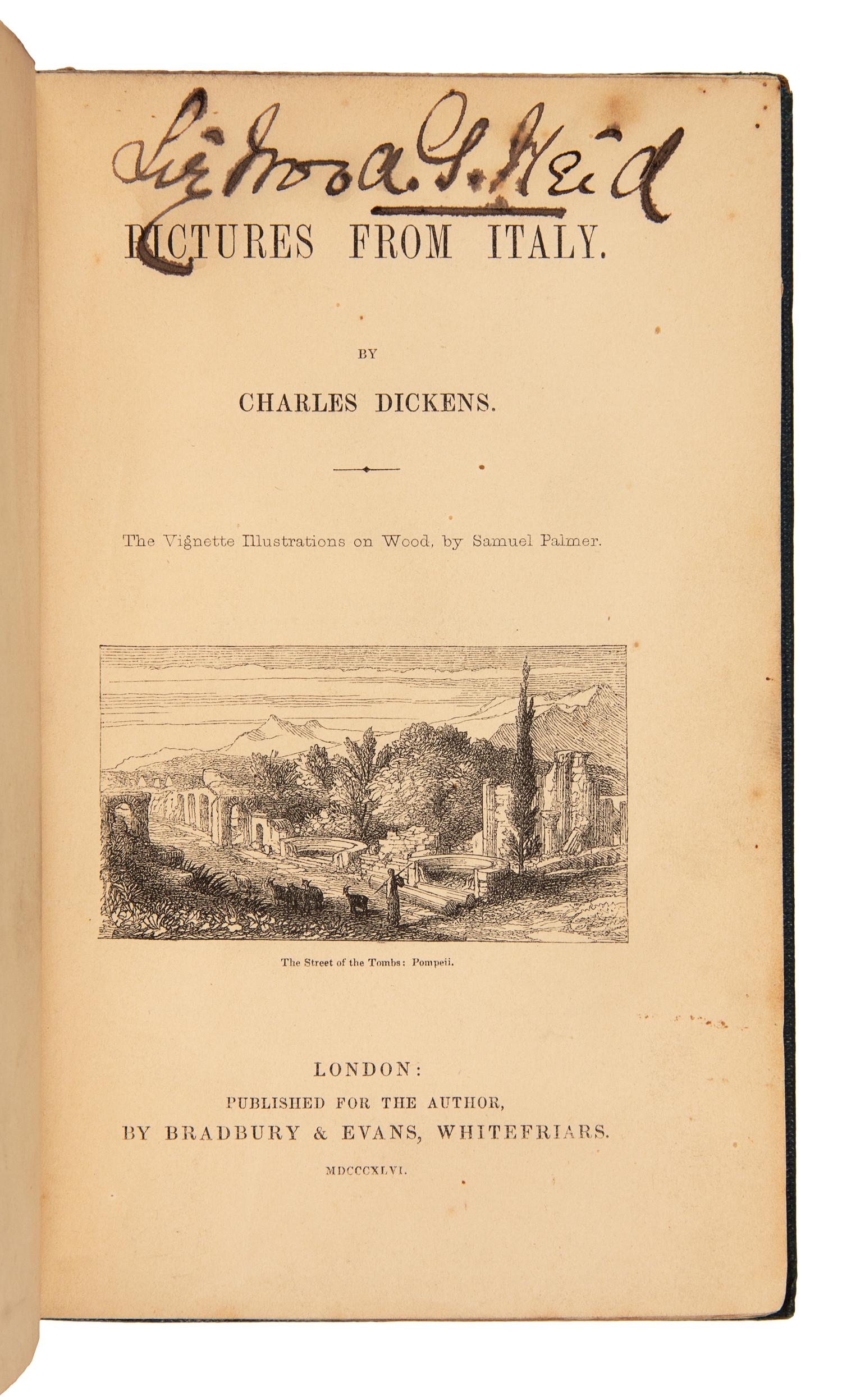DICKENS, Charles (1812-1870). Pictures from Italy. London: Bradbury & Evans for the Author, 1846.