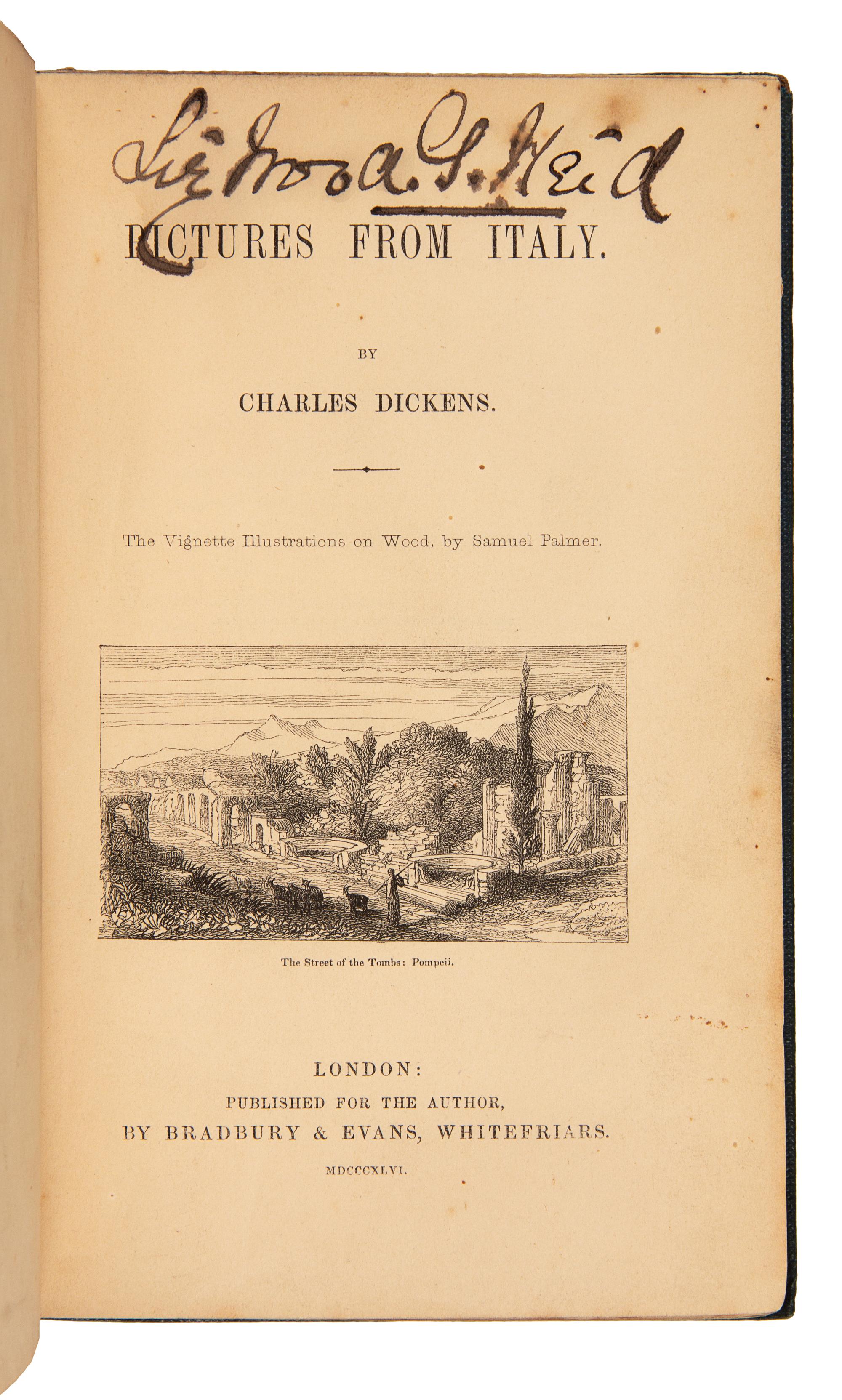 DICKENS, Charles (1812-1870). Pictures from Italy. London: Bradbury & Evans for the Author, 1846.