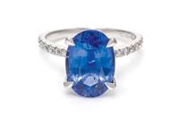 A Platinum, Ceylon Sapphire, and Diamond Ring, 3.70 dwts.
