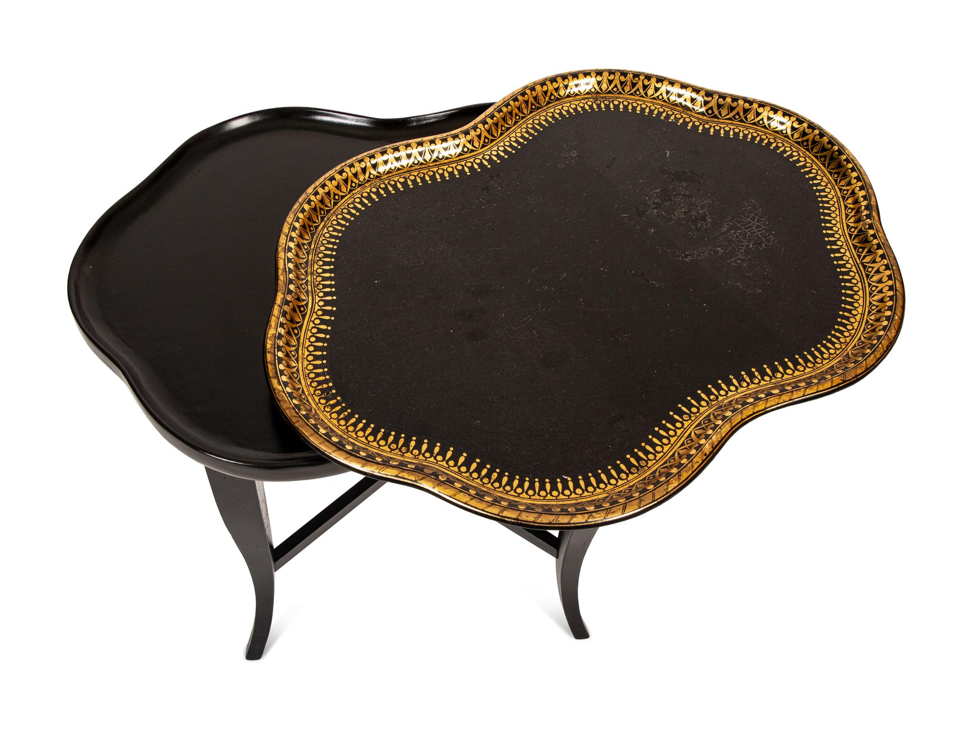 An English Papier-Mache Tray on Later Stand