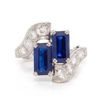 A Platinum, Sapphire and Diamond Ring, 4.80 dwts.