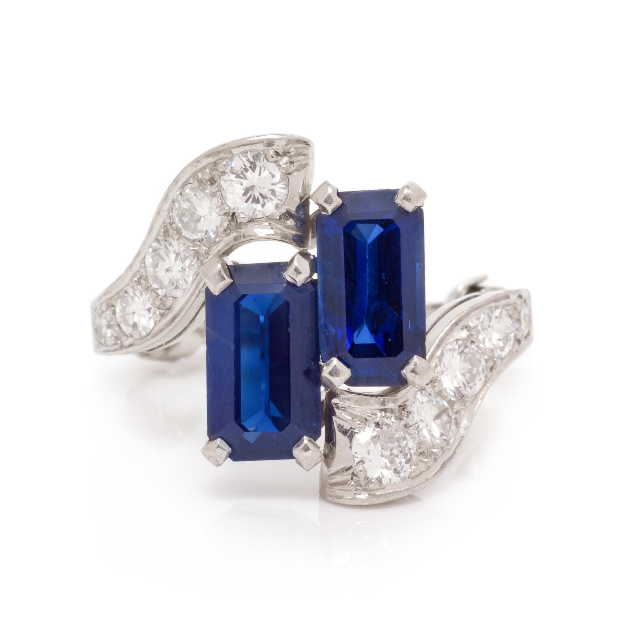 A Platinum, Sapphire and Diamond Ring, 4.80 dwts.